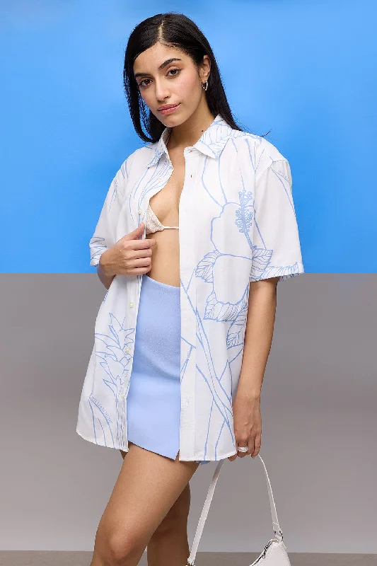 White Floral Resort Women's Shirt Street