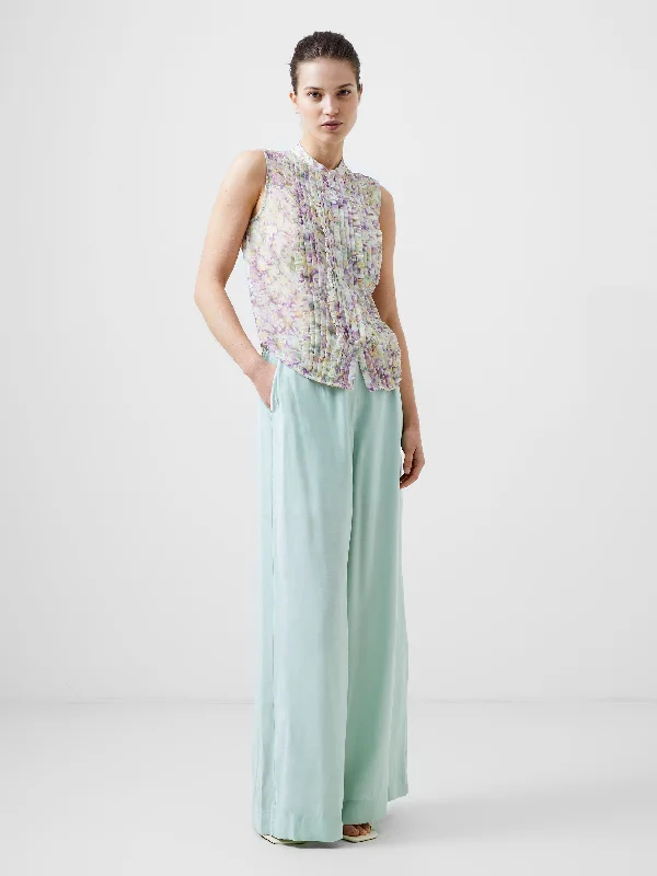 Donna Recycled Georgette Ruffle Top Stylish Women's Tropical 