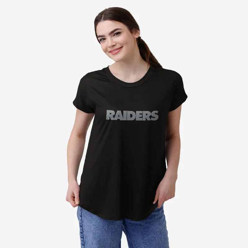 Las Vegas Raiders Womens Wordmark Black Tunic Top Polished Women's Silk