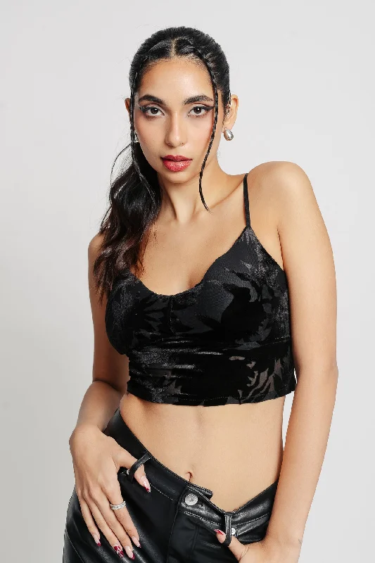 Black Floral Crop Top Cool Women's Skate