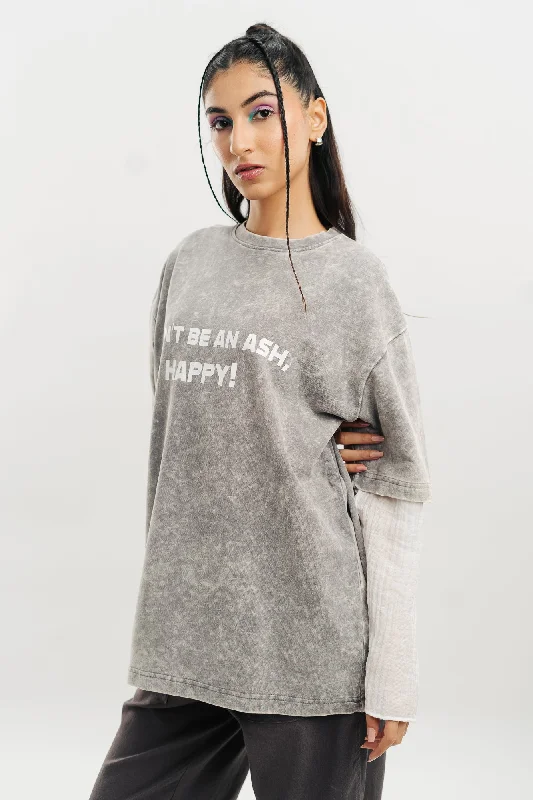 Ash Acid Wash Oversized Tees Rugged Women's Outdoor 