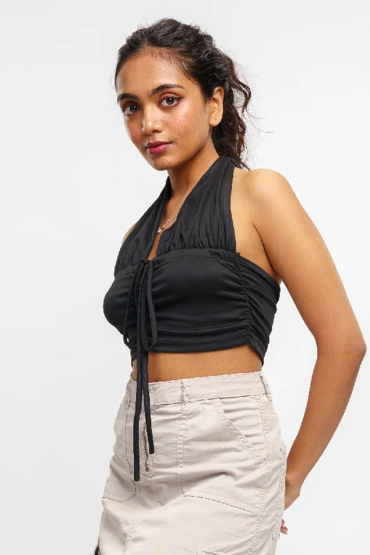 String Up Black Top Youthful Women's Pop