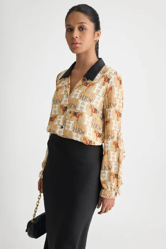Printed Sheer Shirt Confident Women's High - fashion