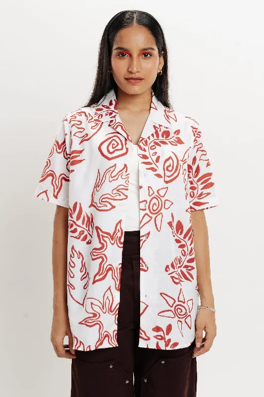 White Printed Shirt Modern Women's Tech