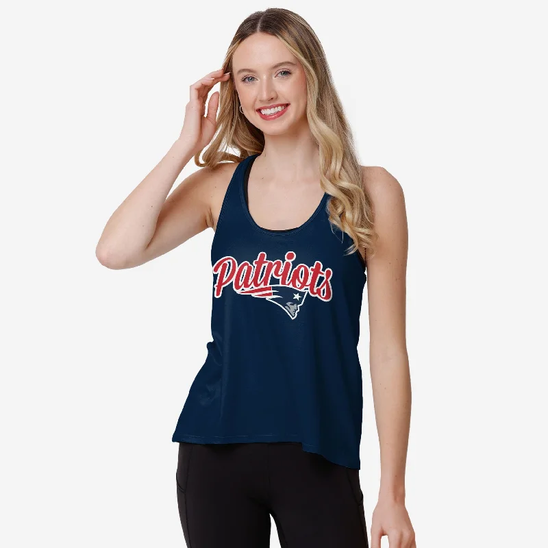 New England Patriots Womens Wordmark Team Stripe Sleeveless Top Stylish Women's Tropical 