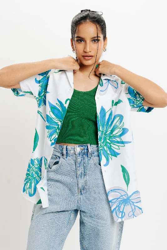 Floral Printed Shirt Earthy Women's Hemp - based