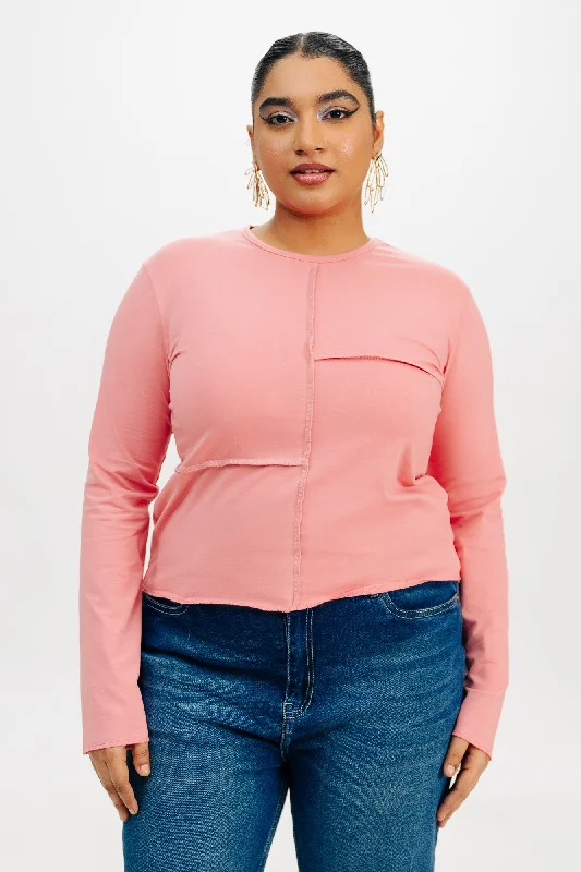 Pink Cut & Sew Top Sophisticated Women's Tailored