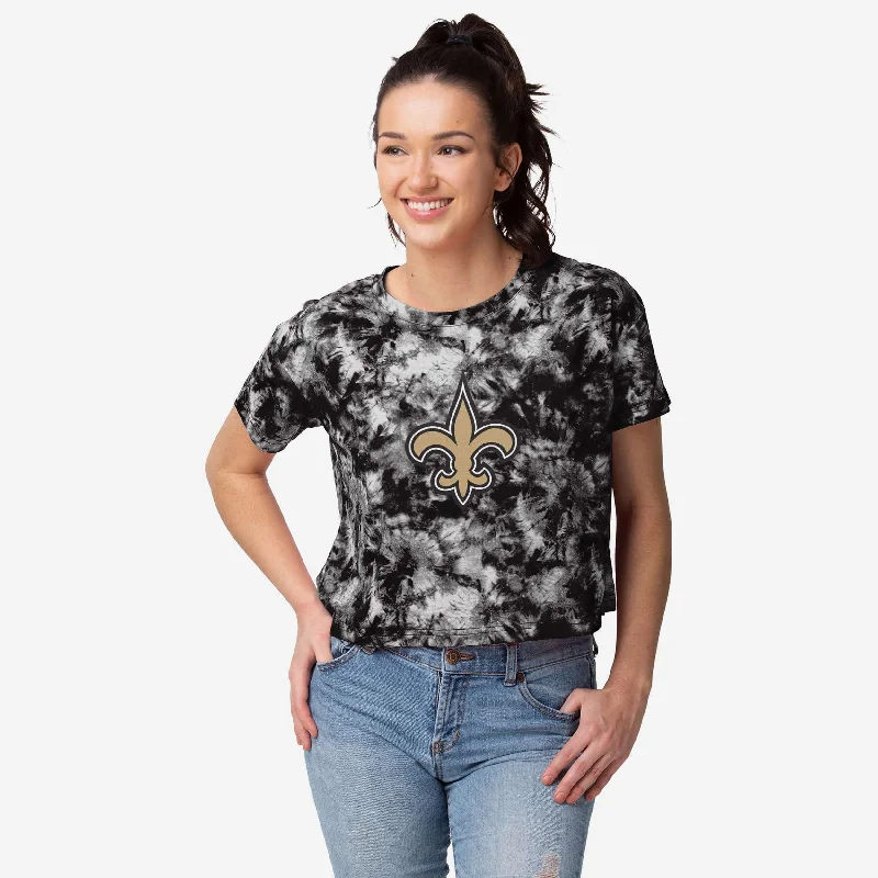 New Orleans Saints Womens Tie-Dye Big Logo Crop Top Streetwear Style for 