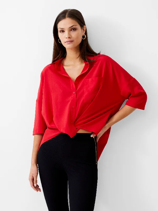 Twist Front Crepe Light Top Luxurious Women's High -  end