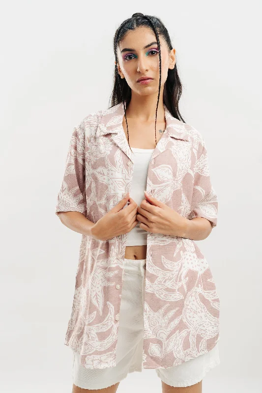 Beige Abstract Print Shirt Business