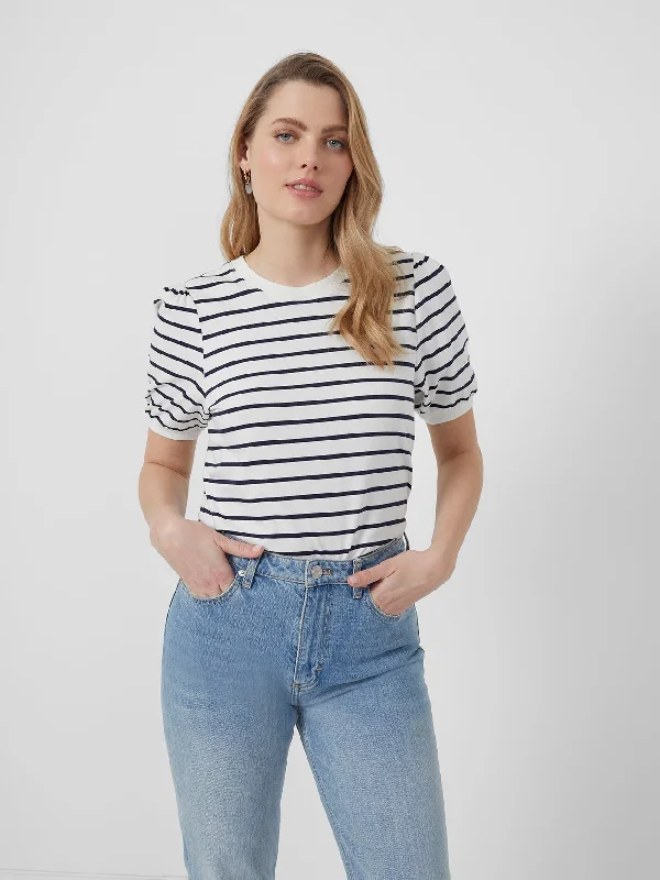 Striped Puff-Sleeved Top Cashmere