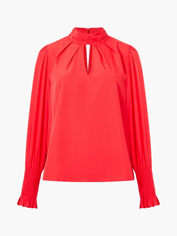 Crepe Light Keyhole Long Sleeve Blouse Australian Beach
