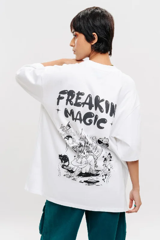 Freakins Magic White Tees Preppy Women's College