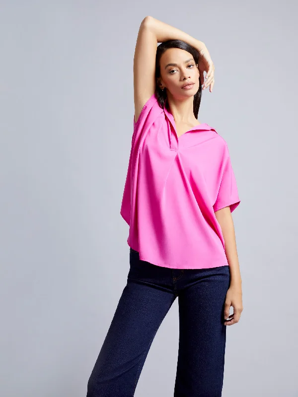 Cele Recycled Crepe Light Popover Shirt Stylish Women's Neon