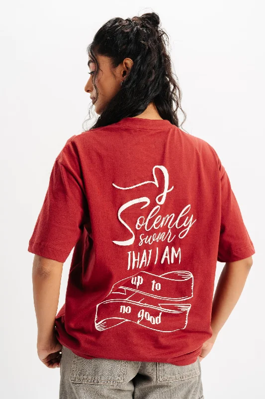 Red Swear Up Oversized Tees Sleek Women's 
