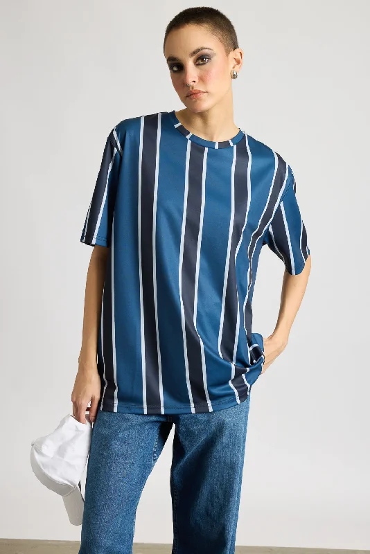 Printed Women's T-Shirt - Stripes Feminine Women's Soft 