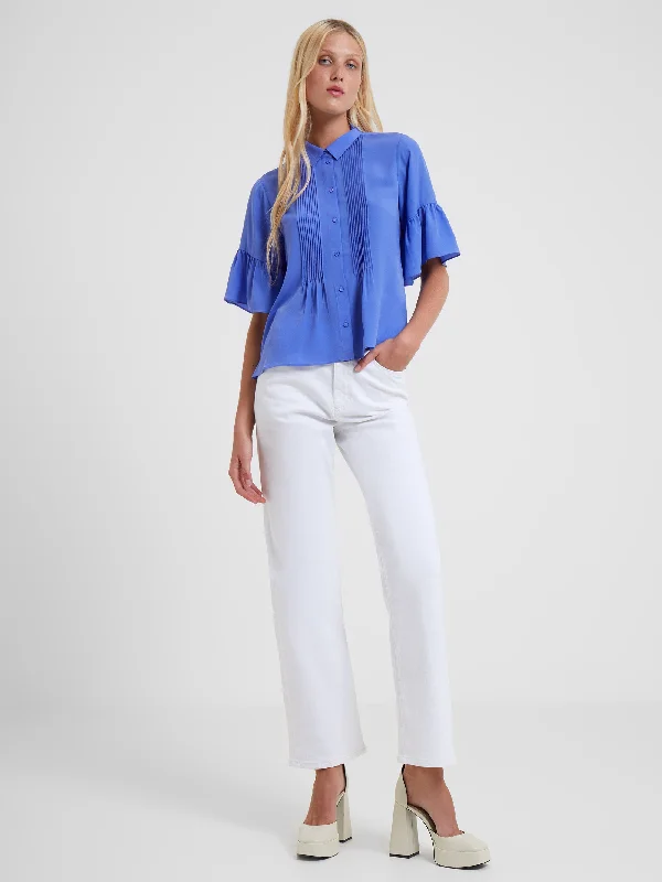Crepe Light Pin-Tuck Shirt Cozy Women's Sherpa - lined
