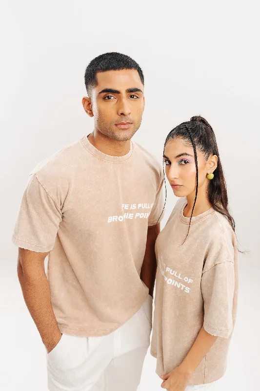 Brownie Acid Wash Oversized Tees Sophisticated Women's 