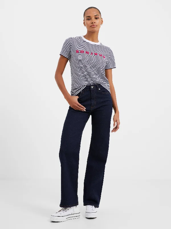 Bonjour Stripe Graphic T-Shirt Bold Women's Statement