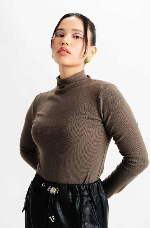 Mock Neck Grey Top Scandinavian