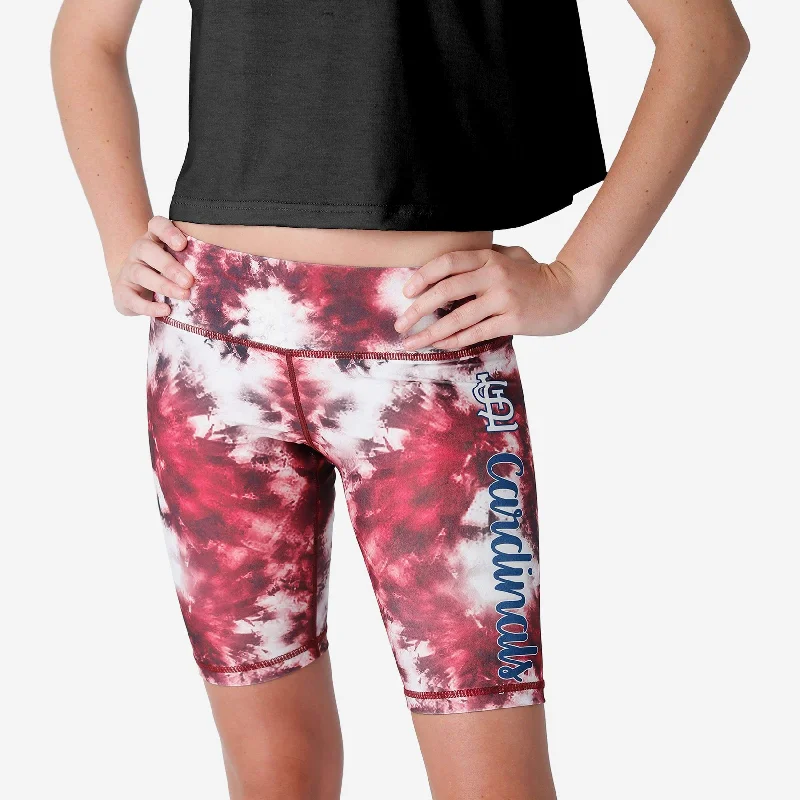 St Louis Cardinals Womens Team Color Tie-Dye Bike Shorts Dapper Women's Bow - adorned
