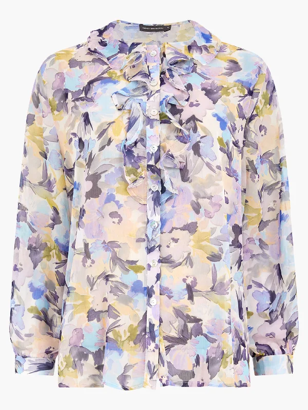 Frill Henley Collar Shirt Edgy Women's Punk