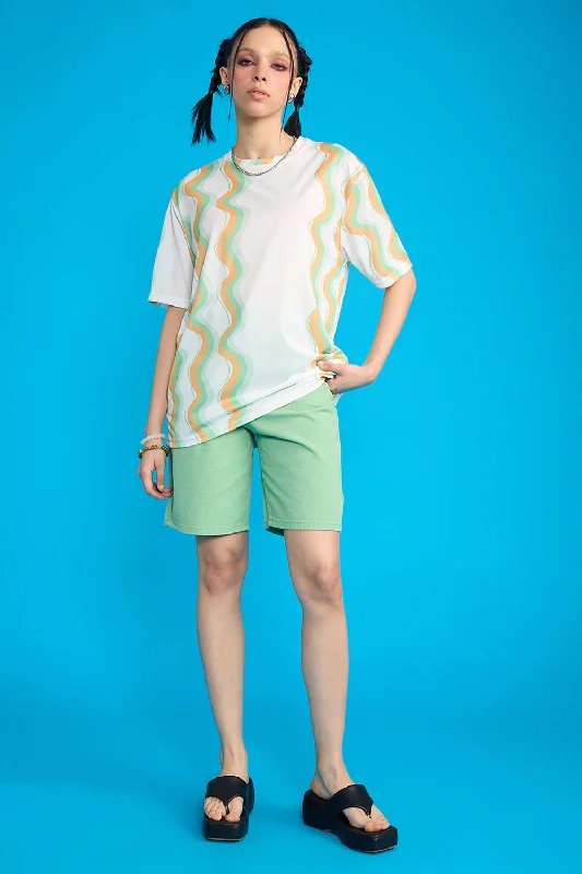 Printed Women's T-Shirt- Waves Contemporary 