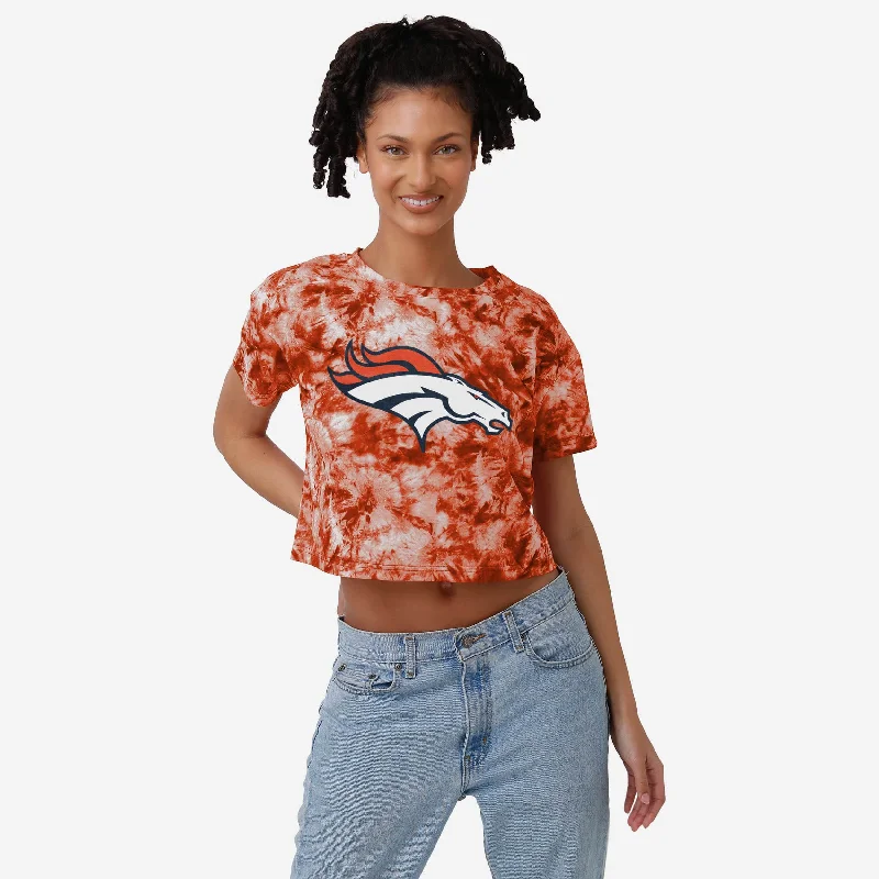 Denver Broncos Womens Tie-Dye Big Logo Crop Top Youthful Women's Pop