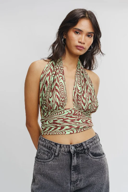 Wrap Over Printed Top Sophisticated Women's Tailored