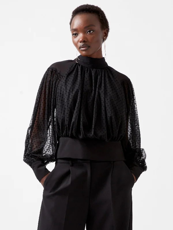 Alice Dobby Chiffon Mix Long Sleeve Top Contemporary 