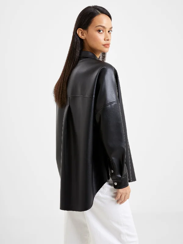 Crolenda PU Popover Shirt Polished Women's Silk