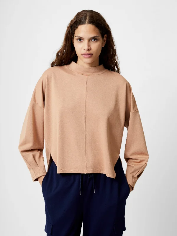 Turtleneck Cut Long Sleeve Top Geometric