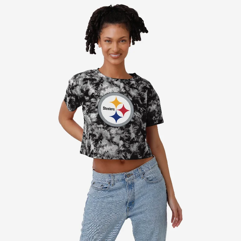 Pittsburgh Steelers Womens Tie-Dye Big Logo Crop Top Traditional Women's Wool