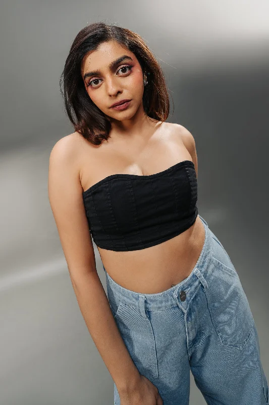 Black Seam Tube Top Laid - back Women's Vibe