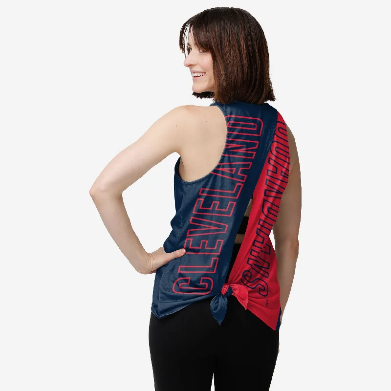 Cleveland Guardians Womens Tie-Breaker Sleeveless Top Elegant Women's 