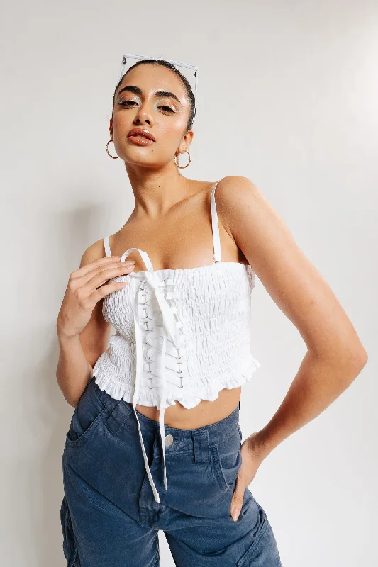 White Criss Cross Top Practical Women's Multi - 