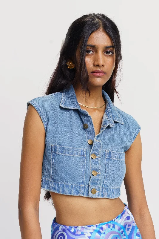 Retro Classic Denim Top Bold Women's Statement