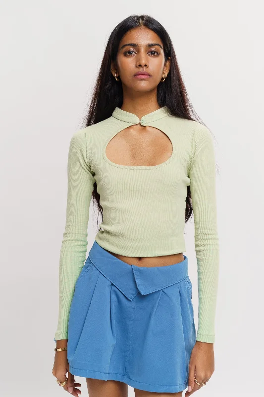 Sage Green Cut Out Top Relaxed Women's 