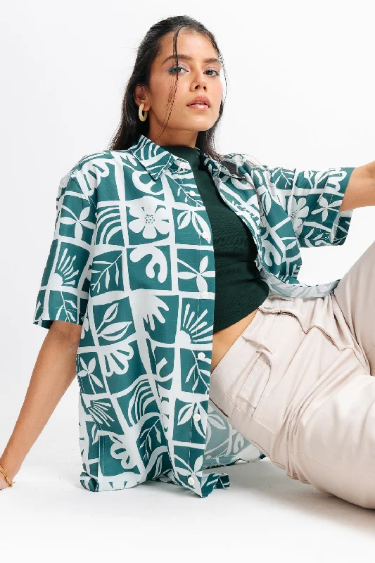 Full Bloom Print Women's Resort Shirt Refined Women's Classic 