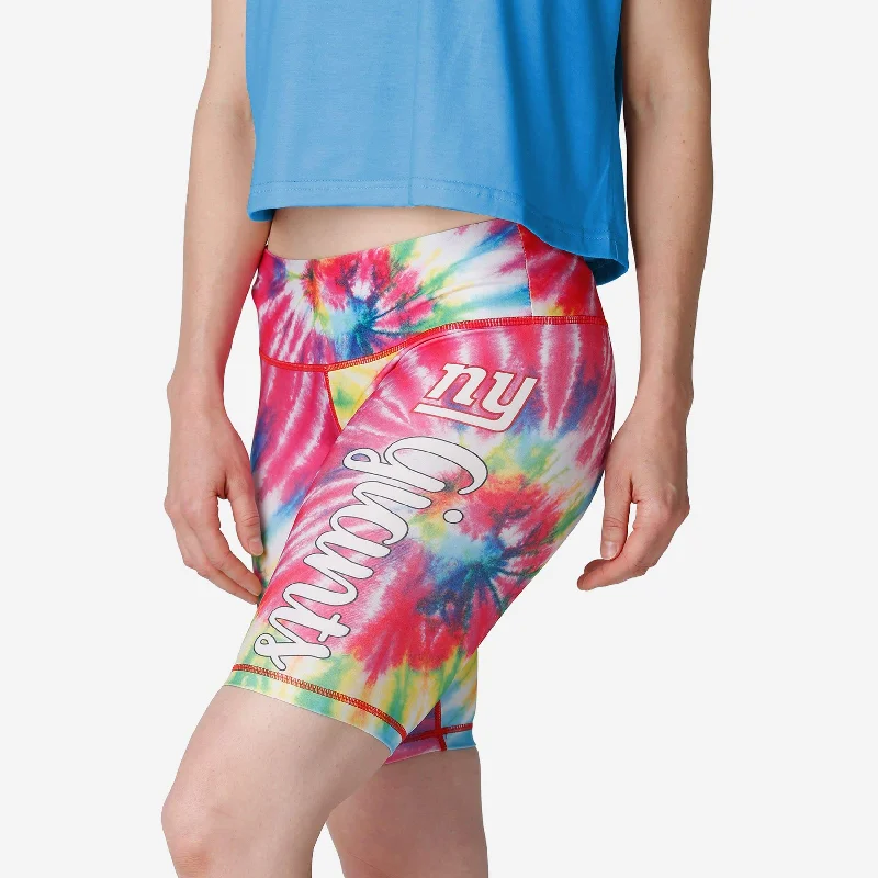 New York Giants Womens Tie-Dye Bike Shorts Sporty Women's Athleisure 