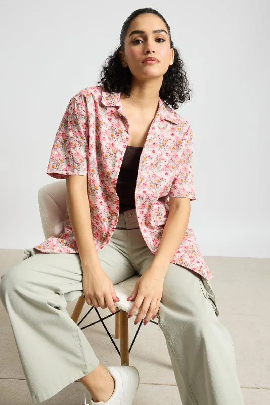 Pink Flower Women's Resort Shirt Athletic Women's 