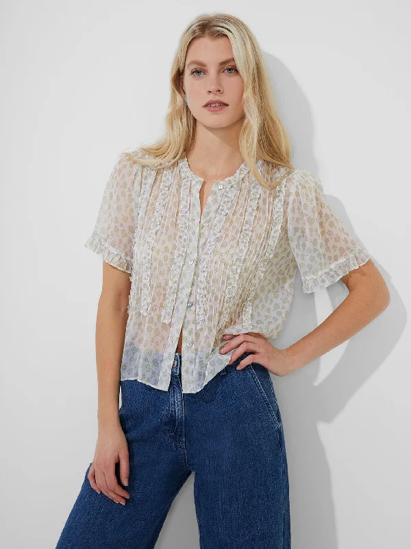 Doria Crinkle Ruffle Front Top Street