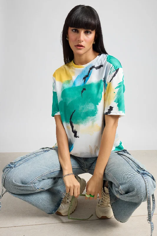 Printed Women's T-Shirt - Water Colour Effect Refined Women's 