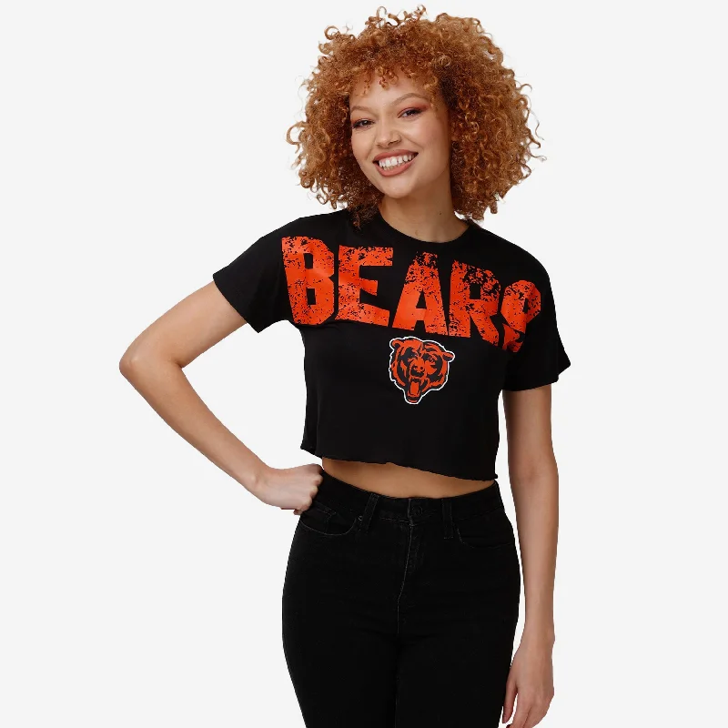 Chicago Bears Womens Distressed Wordmark Crop Top Elegant Women's Formal 