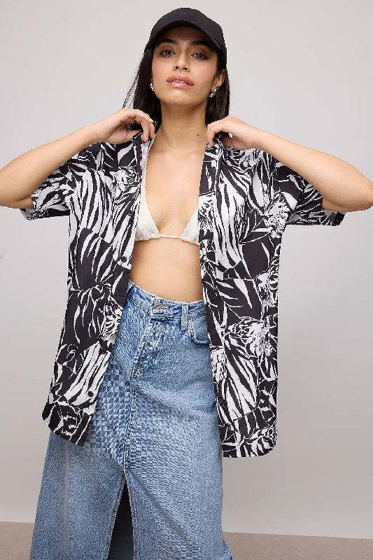 Safari Black And White Resort Shirt Confident Women's Power