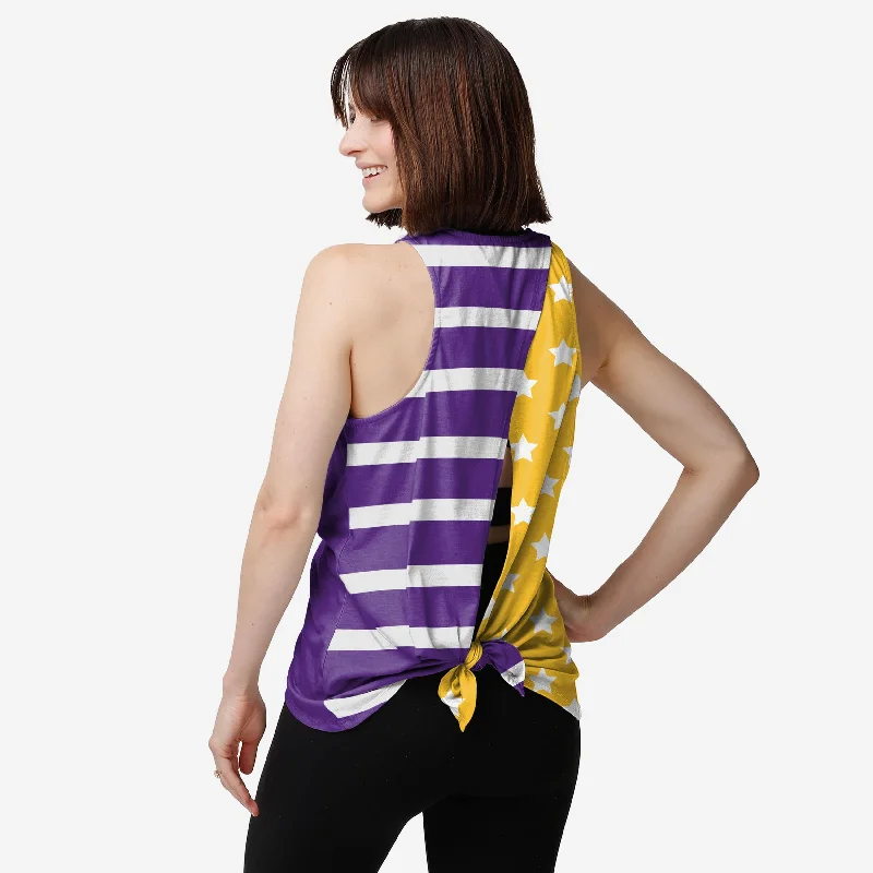 Minnesota Vikings Womens Americana Tie-Breaker Sleeveless Top Sophisticated Women's Tailored Minnesota Vikings Womens Americana Tie-Breaker Sleeveless Top Sophisticated Women's Tailored