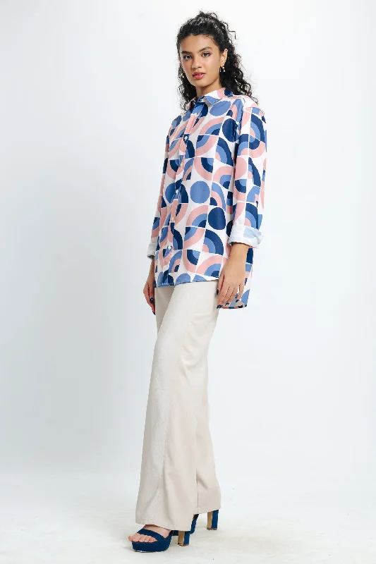 Multi Print Shirt Modern Women's 