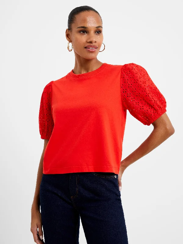 Anglaise Broderie Mix Sleeve Top Adventure