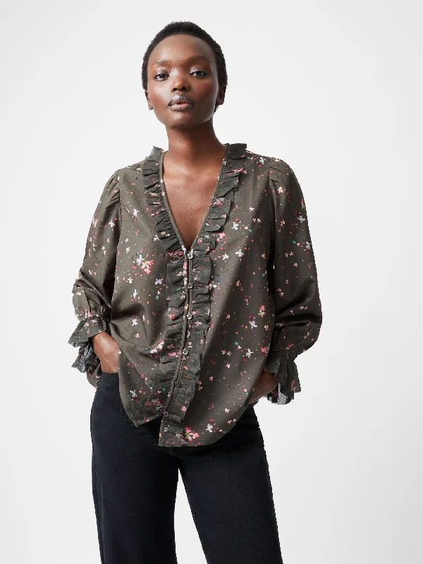 Carina Recycled Abeny Crepe Ruffle Top Monochromatic All - in - one