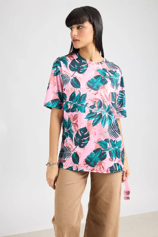 Printed Women's T-Shirt - Green/Pink Gym